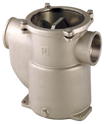 Brons-vernikkeld koelwaterfilter (robuust) met RVS 316 zeef, 1-1/4", H=176mm, 8800l/u - 001162f 72dpi - 9001162F