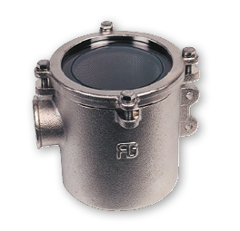 Brons-vernikkeld koelwaterfilter (robuust) met RVS 316 zeef, 2", H=215mm, 30000l/u - 001164 jkl - 9001164J
