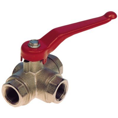 Messing-verchroomde 3-weg kogelkraan met dubbele uitloop T-Flow, 2" - 001551j 72dpi - 9001551J