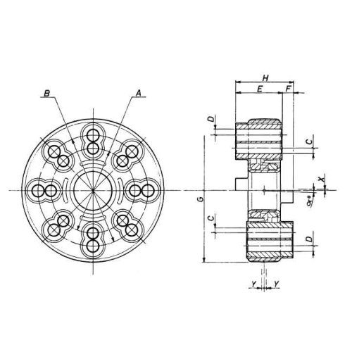 Rubber koppelingen tot 200Nm, steek &Oslash;82,5 & 108mm, breedte 44mm - 002200 2 72dpi - 9002200