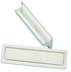 Kunststof Ventilatierooster, inbouwtype met waterkering, 420x120mm, wit - 006755 72dpi - 9006755