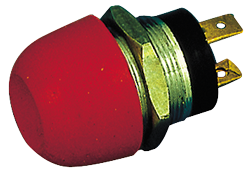 Messing-verchroomde druk (onderbreek) schakelaar, 20A, boorgat &Oslash;21mm, rode knop (waterdicht) - 014859 r 72dpi - 9014859/R