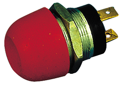 Messing-verchroomde druk (contact) schakelaar, 20A, boorgat &Oslash;21mm, rode knop (waterdicht) - 014860 r 72dpi - 9014860/R