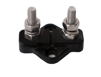 Ge&iuml;soleerde aansluitbout, twin, tinnenplaat op ABS basis, 2x 6mm, zwart - 025210 0 72dpi - 9025210