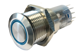 RVS Ring LED drukschakelaar, (ON)/OFF, 12V, boorgat &Oslash;16mm, inbouwdiepte 36mm, blauw LED - 025260 72dpi 6 - 9025261