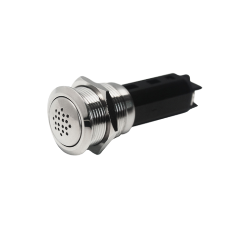 RVS Punt LED zoemer, 24V, ring &Oslash;22mm, boorgat &Oslash;19mm, inbouwdiepte 54mm, rood LED - 025291 72dpi - 9025291