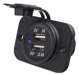 Waterdichte DC inbouw stopcontact met 2x USB ingangen (enkel) - 025320 1 72dpi - 9025320
