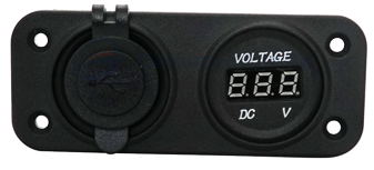 Waterdichte DC inbouw stopcontact, 2x USB & 1x voltmeter (dubbel) - 025325 2 72dpi - 9025325