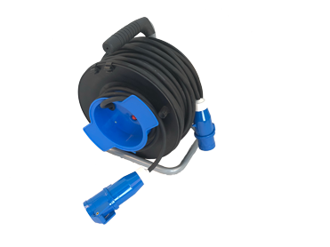 Neopreen kabelhaspel, 50m CEE stekker naar CEE contra stekker - 045450 72dpi - 9045450