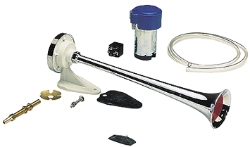Plastic verchroomde scheepshoorn met compressor, 1-tonig, L=390mm, 12V (108dB(A)-326Hz) - 05112 72dpi - 905112