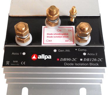 Diode blok model 'DB-70-2C', max. laadstroom 50A, max. dynamostroom 70A, 2 batterijen - 056170 - 9056170