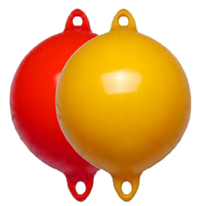 Ankerboei, &Oslash;350mm, L=460mm, geel (maat 2), met 2 oog - 05908 maat2 - 9059085