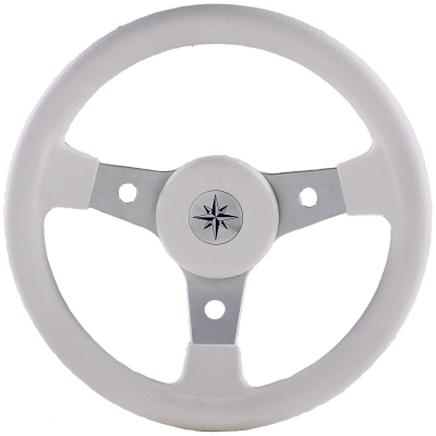 3-Spaaks stuurwiel 'Delfino' zilver aluminium met witte vinyl rand, &Oslash;340mm, diepte 88,7mm - 062103 w 72dpi - 9062103/W