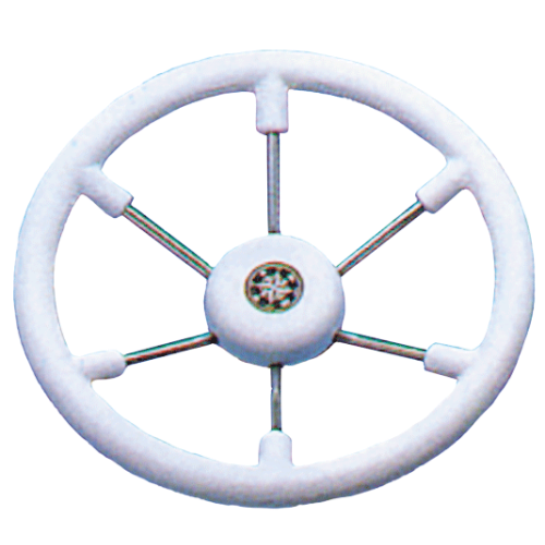 6-Spaaks stuurwiel 'Leader Tanegum' RVS met witte polyurethaan rand, &Oslash;360mm, diepte 101,5mm - 062109 w 72dpi - 9062109/W
