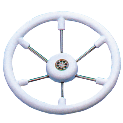 6-Spaaks stuurwiel 'Leader Tanegum' RVS met witte polyurethaan rand, &Oslash;400mm, diepte 101,5mm - 062110 w 72dpi - 9062110/W