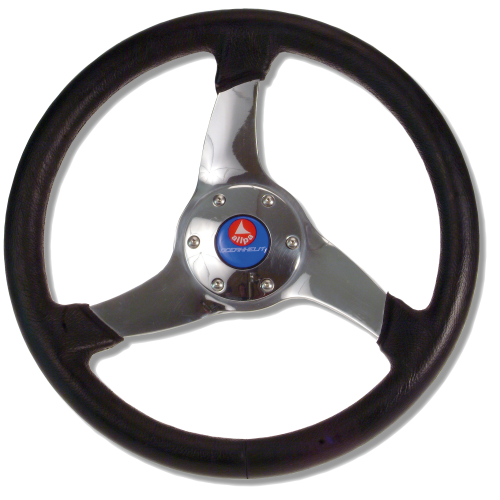 3-Spaaks stuurwiel 'Elica' RVS met zwarte polyurethaan rand, &Oslash;350mm, diepte 95mm - 062135 72dpi - 9062135