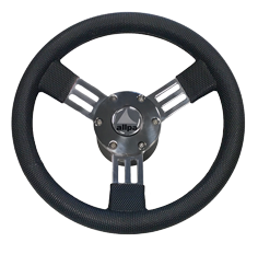 3-Spaaks stuurwiel 'Pegaso' RVS met polyurethaan-look rand, &Oslash;300mm, diepte 94mm - 062148 - 9062148