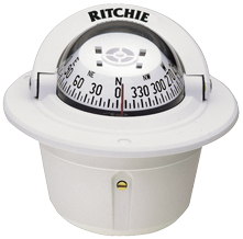 Ritchie Kompas model 'Explorer F-50W', 12V, inbouwkompas, roos &Oslash;69,9mm/5&deg;, wit - 067040 72dpi - 9067040