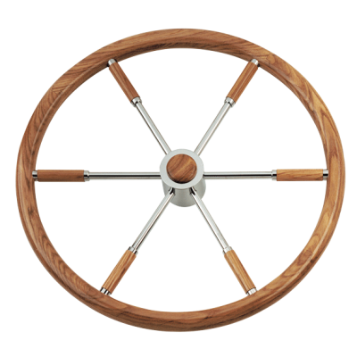 6-Spaaks stuurwiel 'Type 6' RVS met mahoniehouten rand, vingergrip en incl. adapter 2 conussen, &Oslash;700mm - 068650 72dpi 1 - 9068670