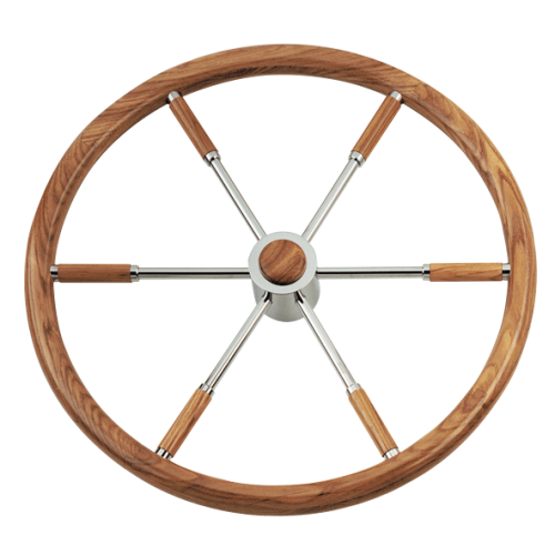 6-Spaaks stuurwiel 'Type 6' RVS met mahoniehouten rand, vingergrip en incl. adapter 2 conussen, &Oslash;500mm - 068650 72dpi 1 - 9068650