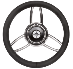 3-Spaaks stuurwiel 'type 27B' RVS met zwarte vinyl rand, &Oslash;350mm, diepte 60mm - 068736 72dpi - 9068736