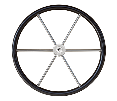 6-Spaaks Stuurwiel 'Type 6C' RVS met Carbonlook rand, vingergrip en adapter, &Oslash;600mm - 068760 - 9068760