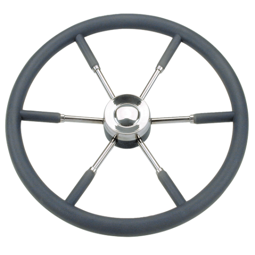 6-Spaaks stuurwiel 'Type 9' RVS met zwarte P.U. rand, &Oslash;700mm - 068970 72dpi - 9068970