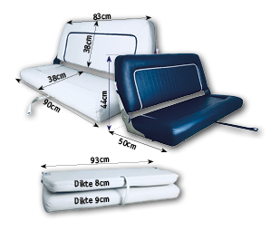 Springfield Stuurbank model 'Coach de Luxe Twin', navy; Afm. 51x94x44cm - 069222 dims - 9069222