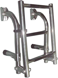 RVS Zwemtrap, 1+2-treden met kunststof bekleed, afm. uitgeklapt 235x600mm, buis &Oslash;22mm - 069806 - 9069806