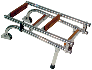 RVS Zwemtrap, 2+2-treden met teakhout bekleed, afm. uitgeklapt 235x880mm, buis &Oslash;22mm - 069811 72dpi - 9069811