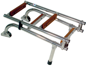RVS Zwemtrap, 2+3-treden met teakhout bekleed, afm. uitgeklapt 254x1085mm, buis &Oslash;22mm - 069813 72dpi - 9069813
