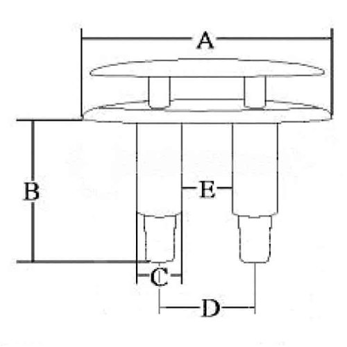 RVS Verzinkbare klamp, A=126mm, B=64mm, C=22mm, D=46mm, E=22mm - 072250 1 72dpi - 9072250