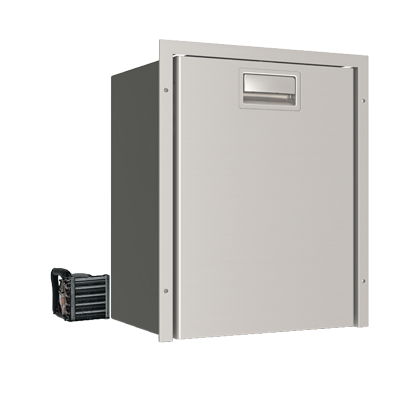 RVS inbouwkoellade 'Sea Drawer', model 'DW42', 42l, 12V/24V met steellock en extern compressor koelunit - 075801 72dpi - 9075801