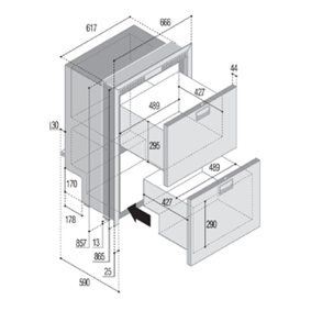 RVS inbouwkoellade Sea Drawer model DW180RFX, 80l + 64l, 12/24V, int. compressor - 075810tek 72dpi - 9075810