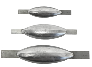 Zinken lasstrip-anode, 203x120x40x25mm (0,55kg) - 077400 - 9077400