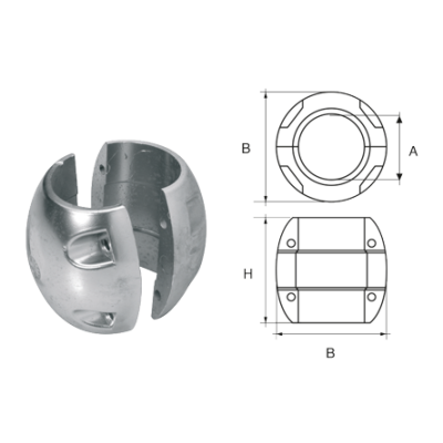 Zink anode voor &Oslash;50mm-as, bolvormig - 077520 3 - 9077550