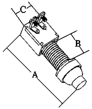 Drukschakelaar 12V, 2-posities, A=28mm, B=14mm, C=18mm, met rode knop, max. 20A - 078635 01 72dpi - 9078636