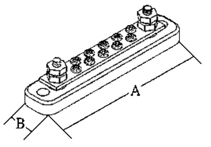 Verbindingsstrip (tinnen strip op ABS-basis), 10-verbindingen, 150A, 152x31mm - 078641 01 72dpi - 9078641