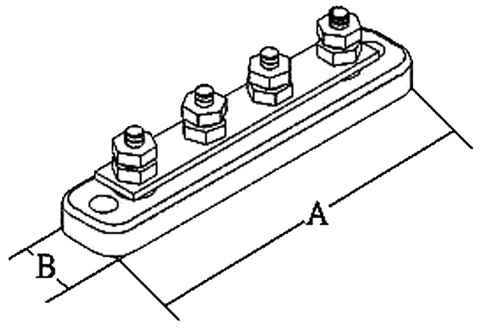 Verbindingsstrip (tinnen strip op ABS-basis), 6-verbindingen, 150A, 231x31mm - 078646 01 72dpi - 9078646