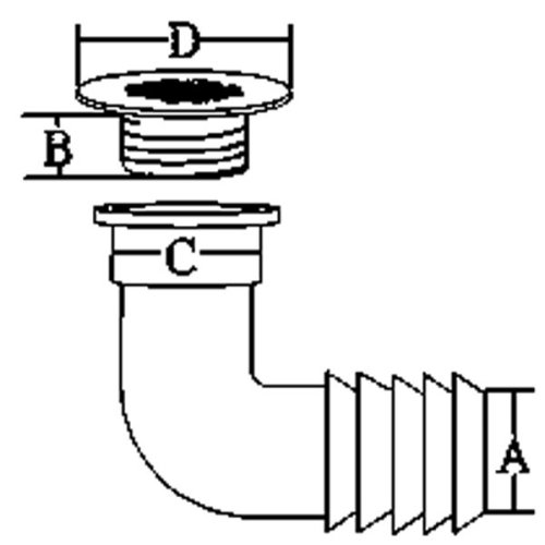 RVS afvoer 90&deg; met rooster, afm. A=25mm, B=15mm, C=36mm, D=42mm - 078687 01 72dpi - 9078687