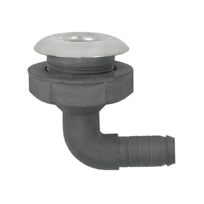 Kunststof haakse huiddoorvoer met RVS flens, &Oslash;1-1/2"x38mm, L=112mm, flens &Oslash;60mm - 078934 72dpi - 9078934