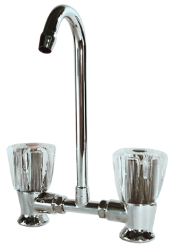 Verchroomde 2-knops mengkraan met draaibare 10mm-uitloop, aansluiting 3/8" - 081004 72dpi - 9081004
