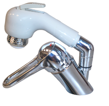 Verchroomde 1-hendel-mengkraan met handdouche, H=150mm, &Oslash;45mm, slanglengte= 2m - 081013 new - 9081013