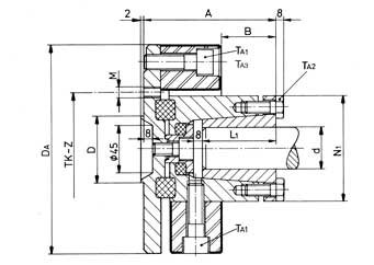 Centaflex koppeling, AM-80 1.0, max. 1125Nm (plezier), D=63,5mm, Tk=82,5 & 108mm, Z=4x90&deg;, M=M10 - 088013 2 72dpi - 9088013