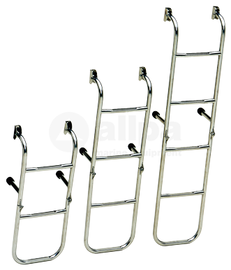 RVS Zwemtrap, 5-treden, met vaste spiegelsteun, afm. uitgeklapt 260x1040mm, buis &Oslash;20mm - 110045 1 - 110045