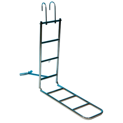 RVS Boegzwemtrap, 7-treden, met opklapbare boegsteun & haken voor preekstoel, buis &Oslash;25mm - 110050 - 110050