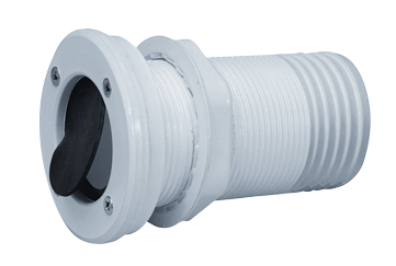 Kunststof huiddoorvoer met anti-terugslagklep, &Oslash;55mm draad, tule aansluiting 50mm., L=60mm, flensmaat 75mm - 1643253 72dpi - 1643253