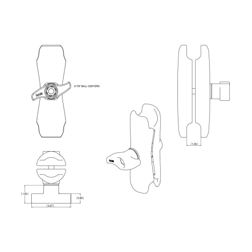 Ram Mount RAM-D-201U verbindingsarm medium 213mm - 16dpffzl - 900405018