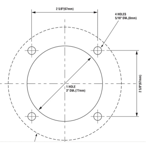 RVS verdiepte inbouwflens 75mm voor hydraulische stuurpompen - 269105 4 - 269105