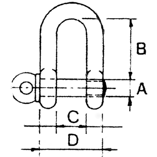 RVS D-sluiting, A=&Oslash;8mm, B=32mm, C=16mm, D=32mm (breekkracht 3000kg) - 282300 01 72dpi - 282300